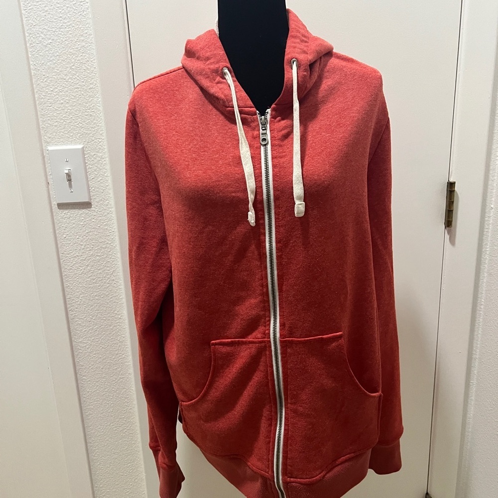 Bridge & Burn XL Red Heather Full Zip Hoodie Sweatshirt